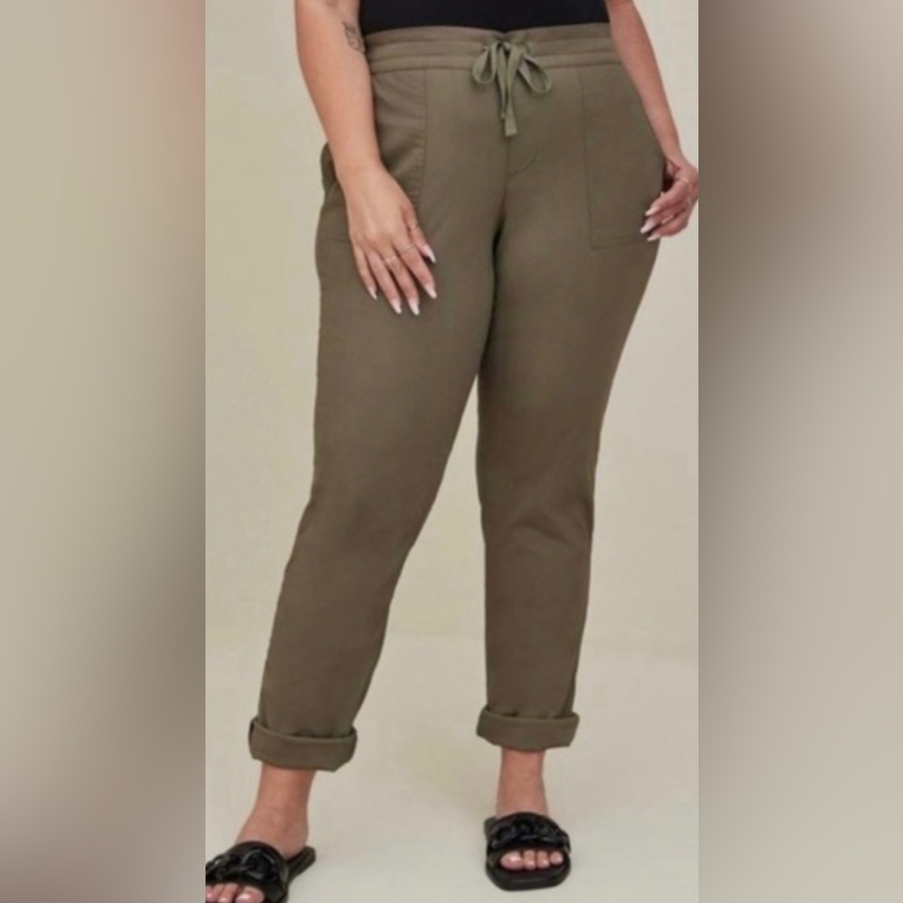Plus-Size Olive Drawstring Pants